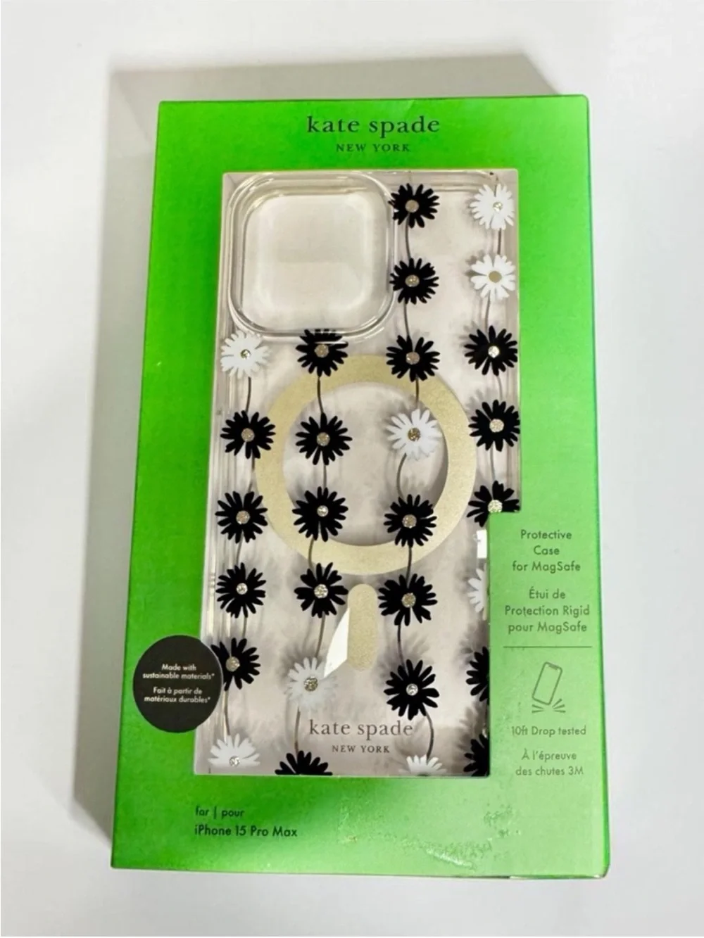 kate spade Clear Daisy MagSafe iPhone Case with Gold Ring